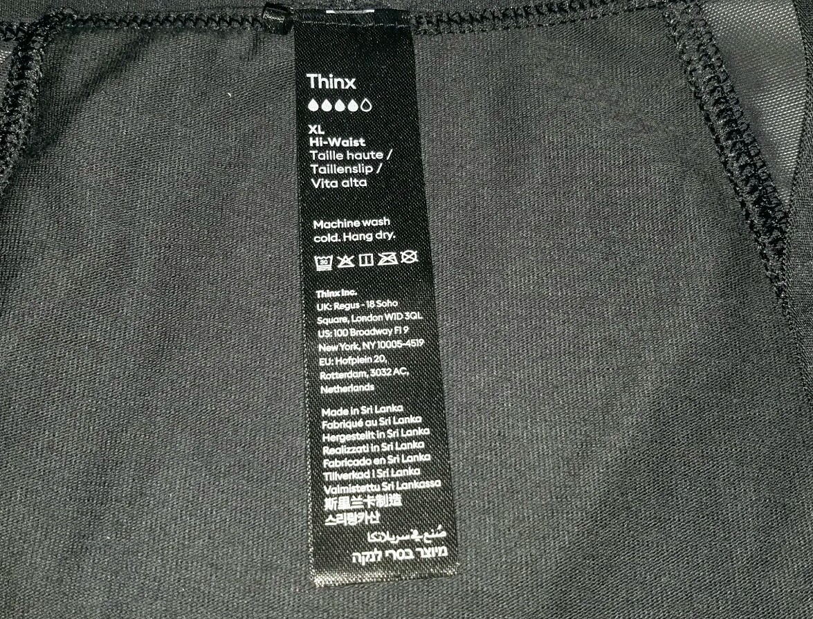 THINX Hi-Waist Heavy Period Underwear with Mesh Panels, Black Size XL