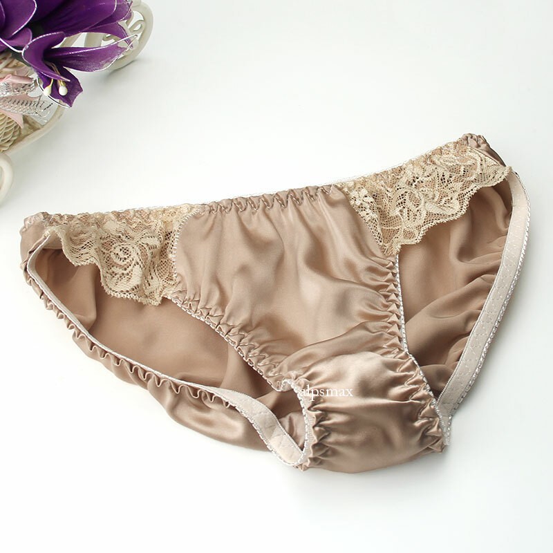 3 Pairs/lot Womens 100% Silk Sexy Panties Bikinis Underwear Knickers High-cut