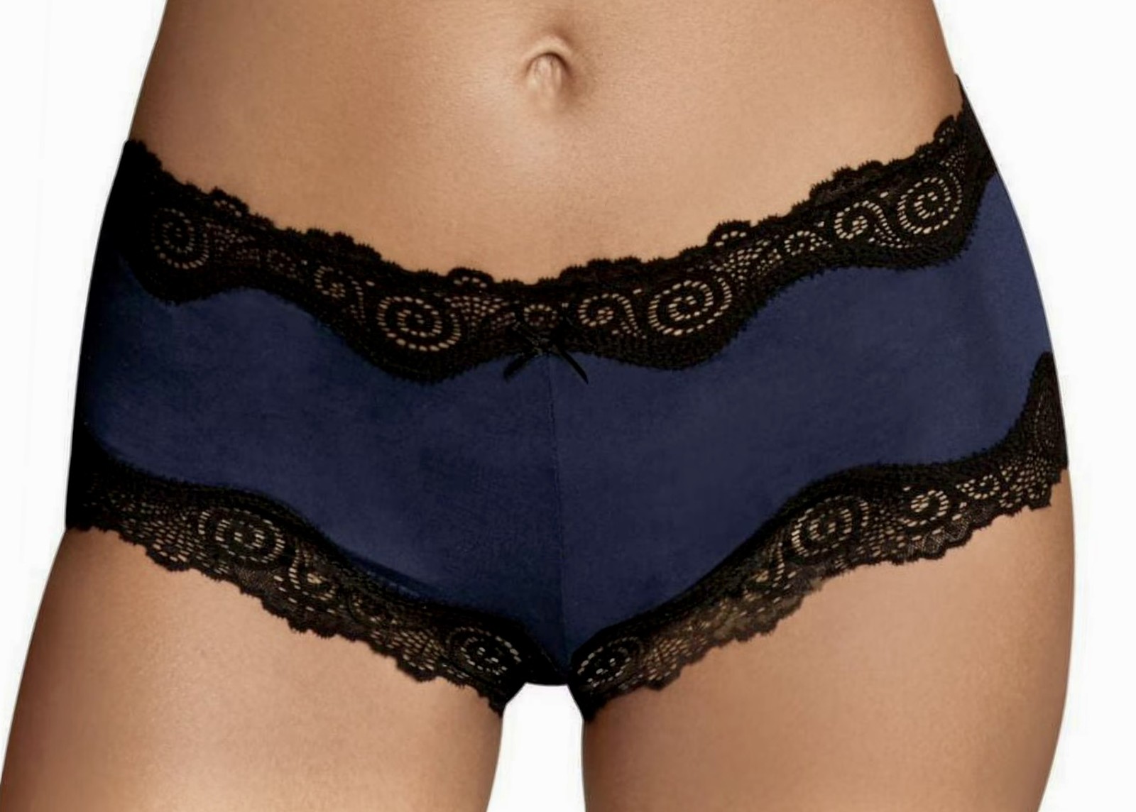 MAIDENFORM Scalloped Lace Trim Navy Blue Black Cheeky Hipster Panty Womens XL 8