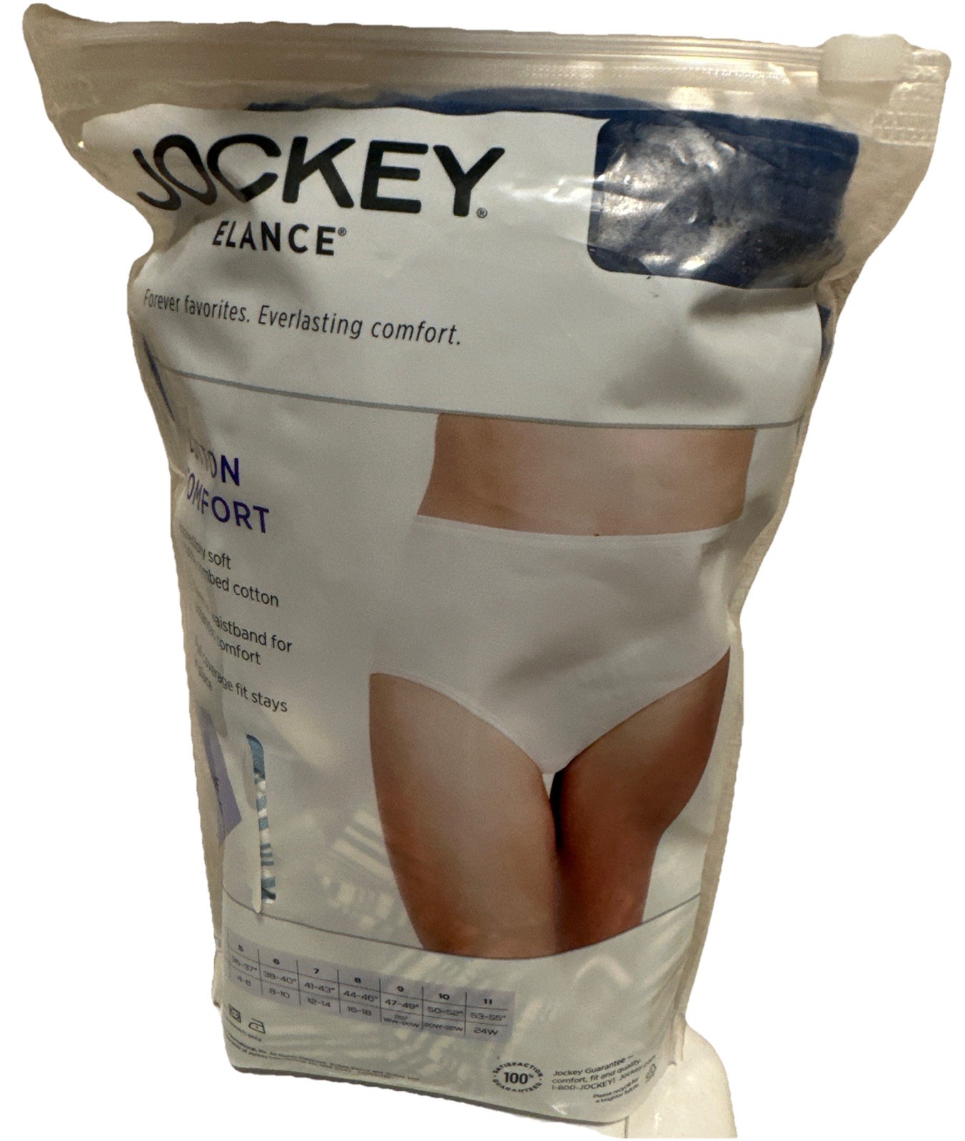 3 Pair Womens Jockey Elance 100% Cotton Comfort Briefs – Size 8 (XL) New in Pkg.