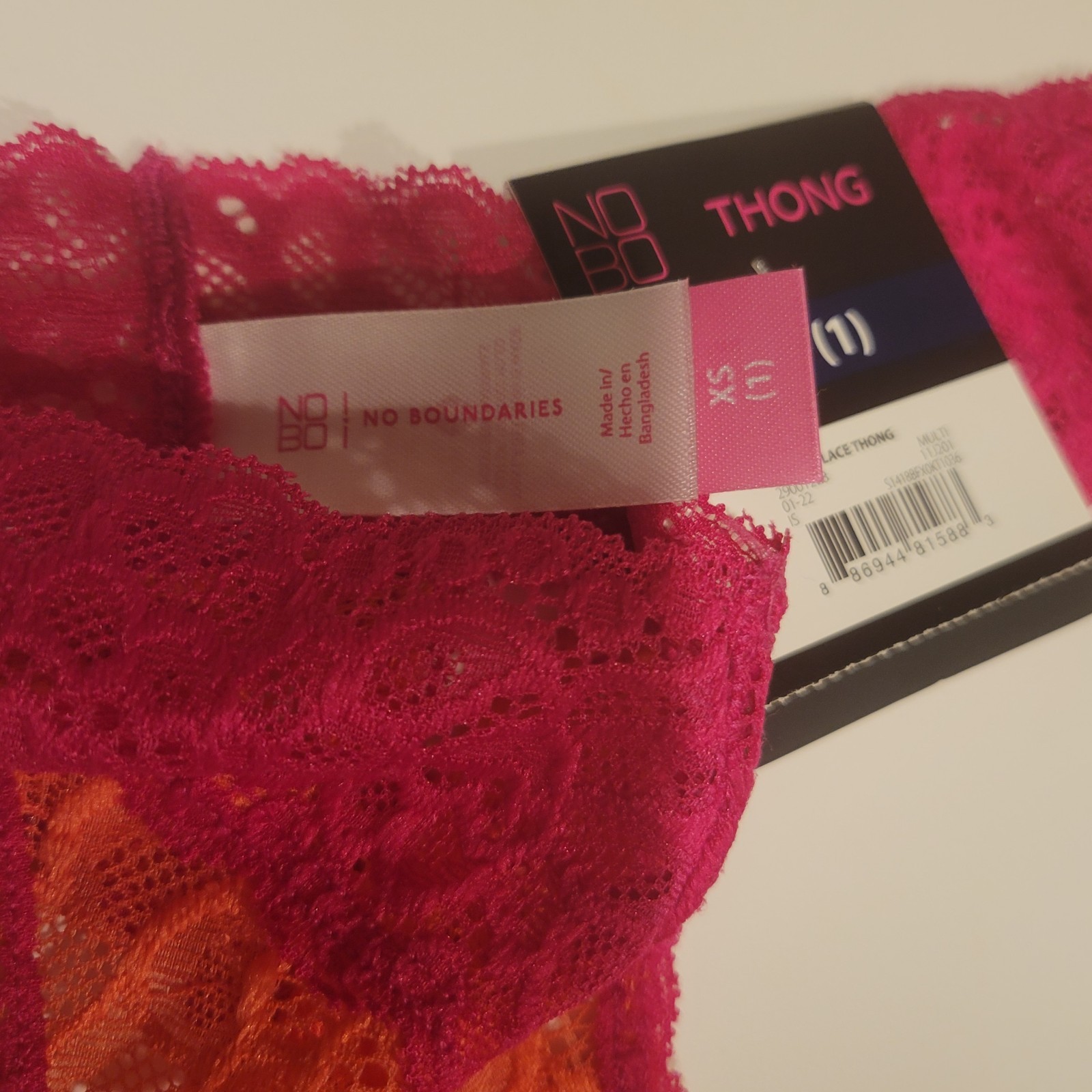 Cotton Spandex pink & orange lace thong underwear XS sz 1 BNWT