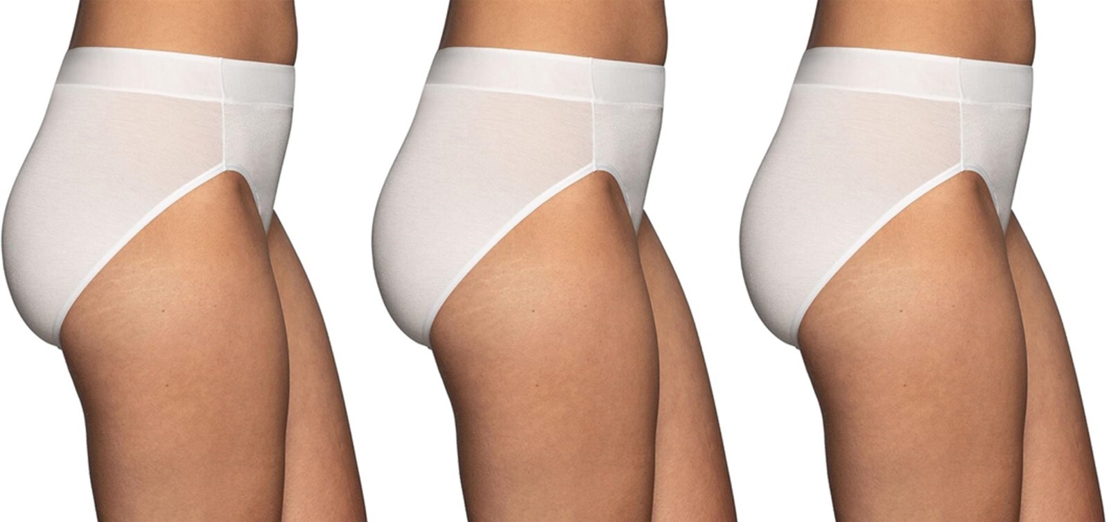 3 Pc Vanity Fair Beyond Comfort Hi-Cut Brief Modal 13250 Wht Blk Neutral 6 7 8 9