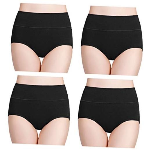 Women’s Cotton Underwear High Waisted Ladies Panties 6X-Large Black – Set 3