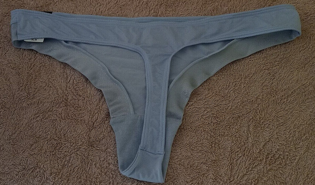 Ambrielle 85% nylon, 15% spandex solid “Glacial Blue” thongs Size XL
