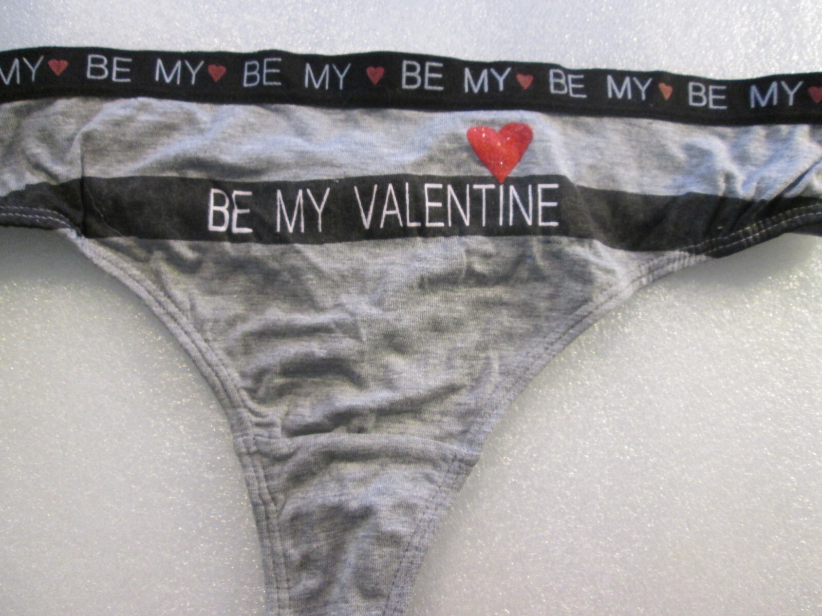 New 4 Ladies Thongs Cotton Panties💚Size XL💚Be My Valentine, Black, Blue,Gray💚