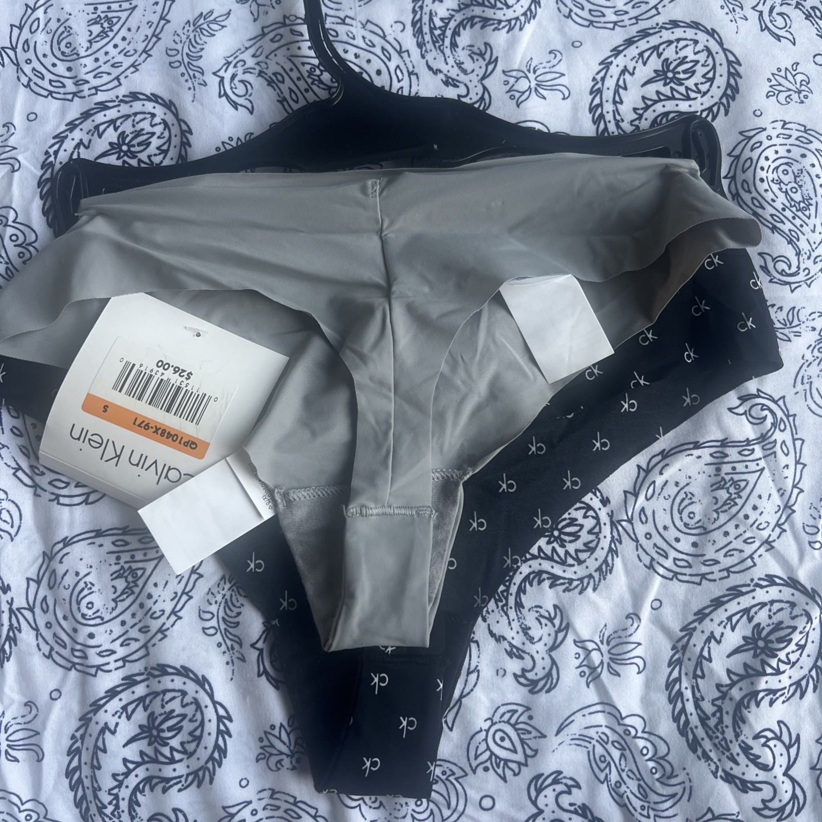 Calvin Klein Thong Panty (Large) Light Gray And Black Color Pack Of 2