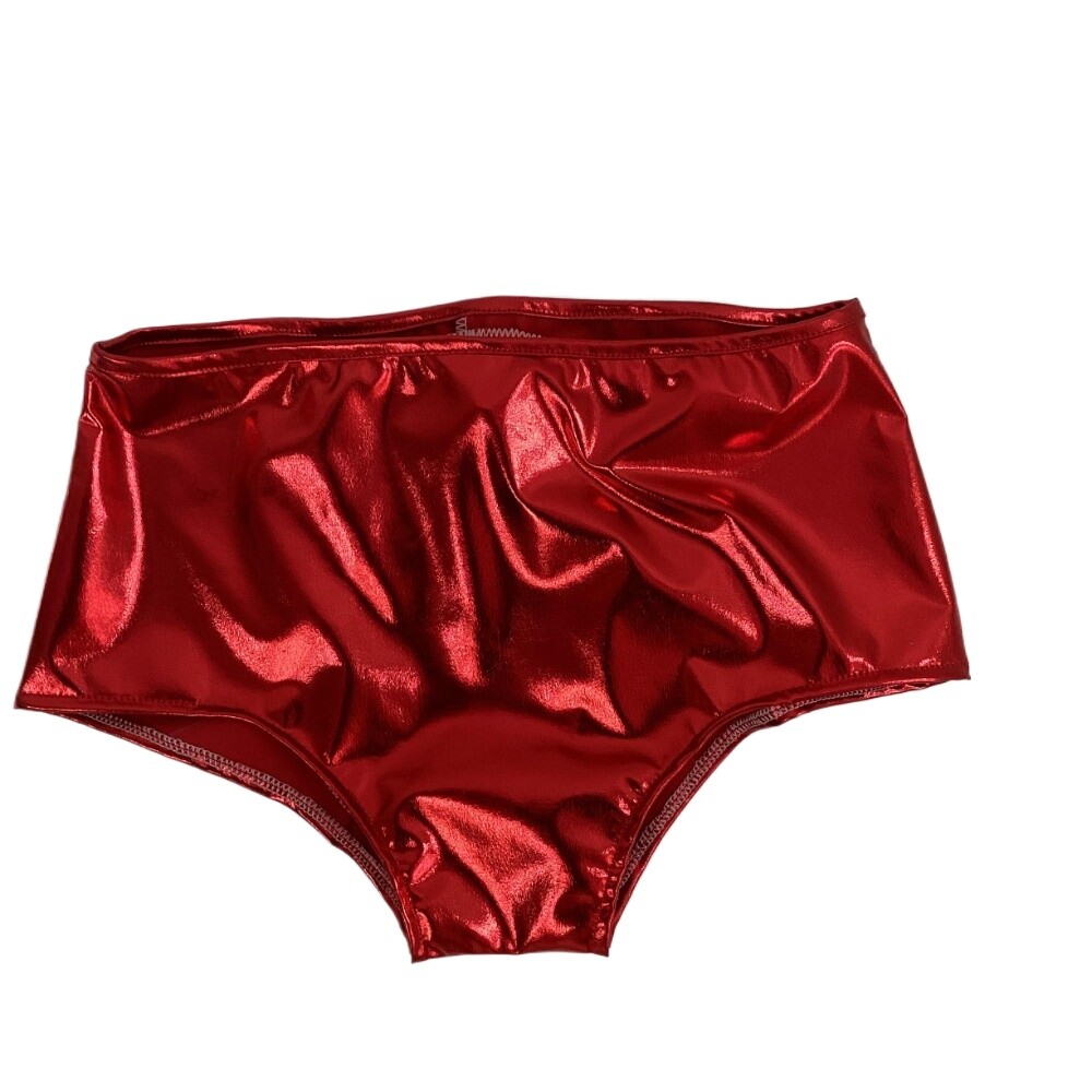 Sexy Women Metallic Lingerie Back Lace Up Briefs Faux Leather Open Butt Panties