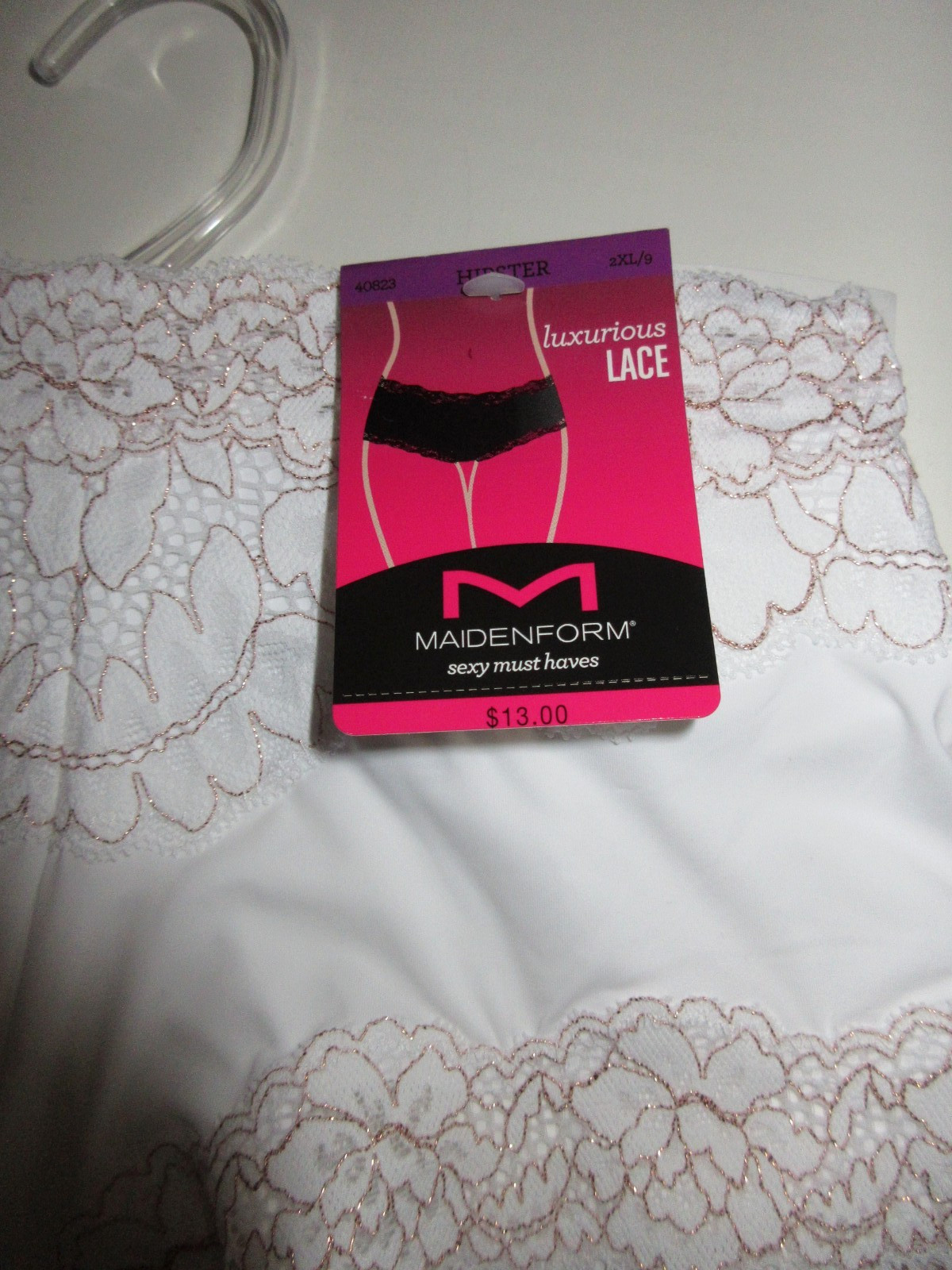 Maidenform Sexy Must Haves Luxurious HIPSTER panty white gold Lace women 2XL/9