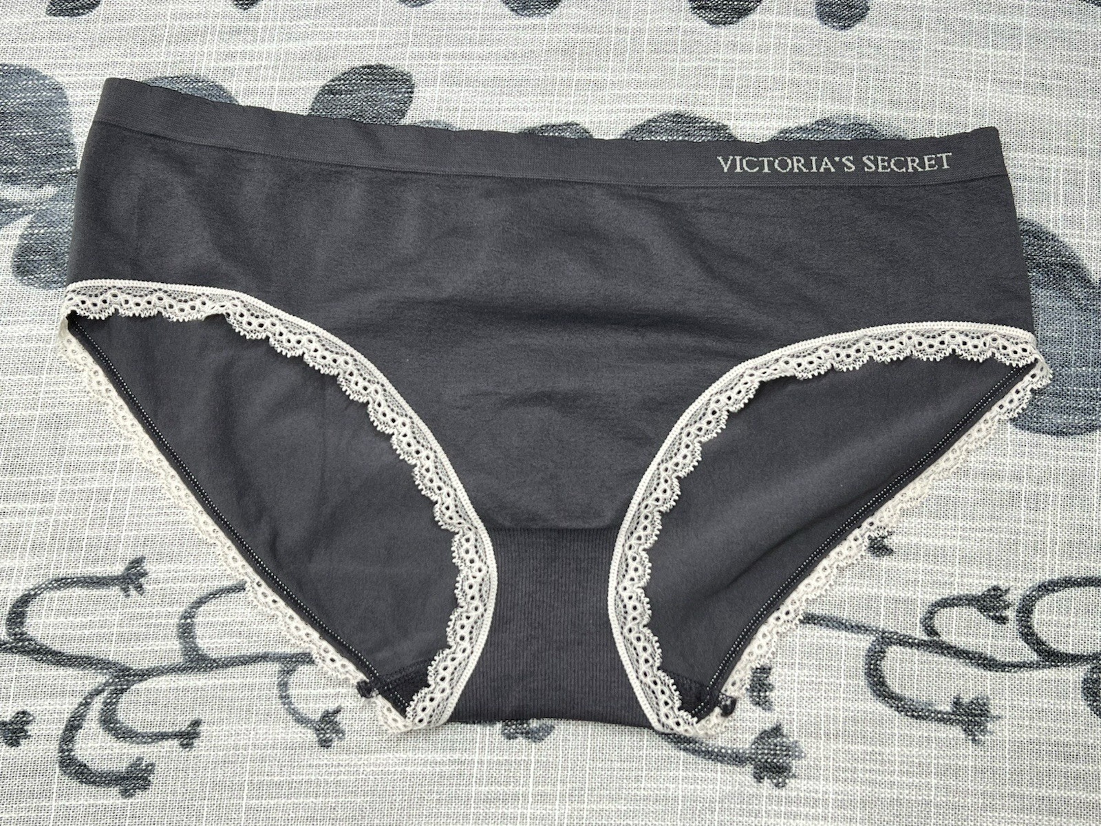 New VTG 2014 Victorias Secret BBV Brief Panty Hiphugger Ruffle Charcoal XL 8