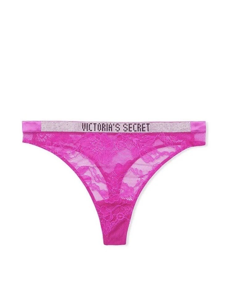 NEW Victoria’s Secret Very Sexy Shine Lace High Leg Thong Panty Fuchsia XS S