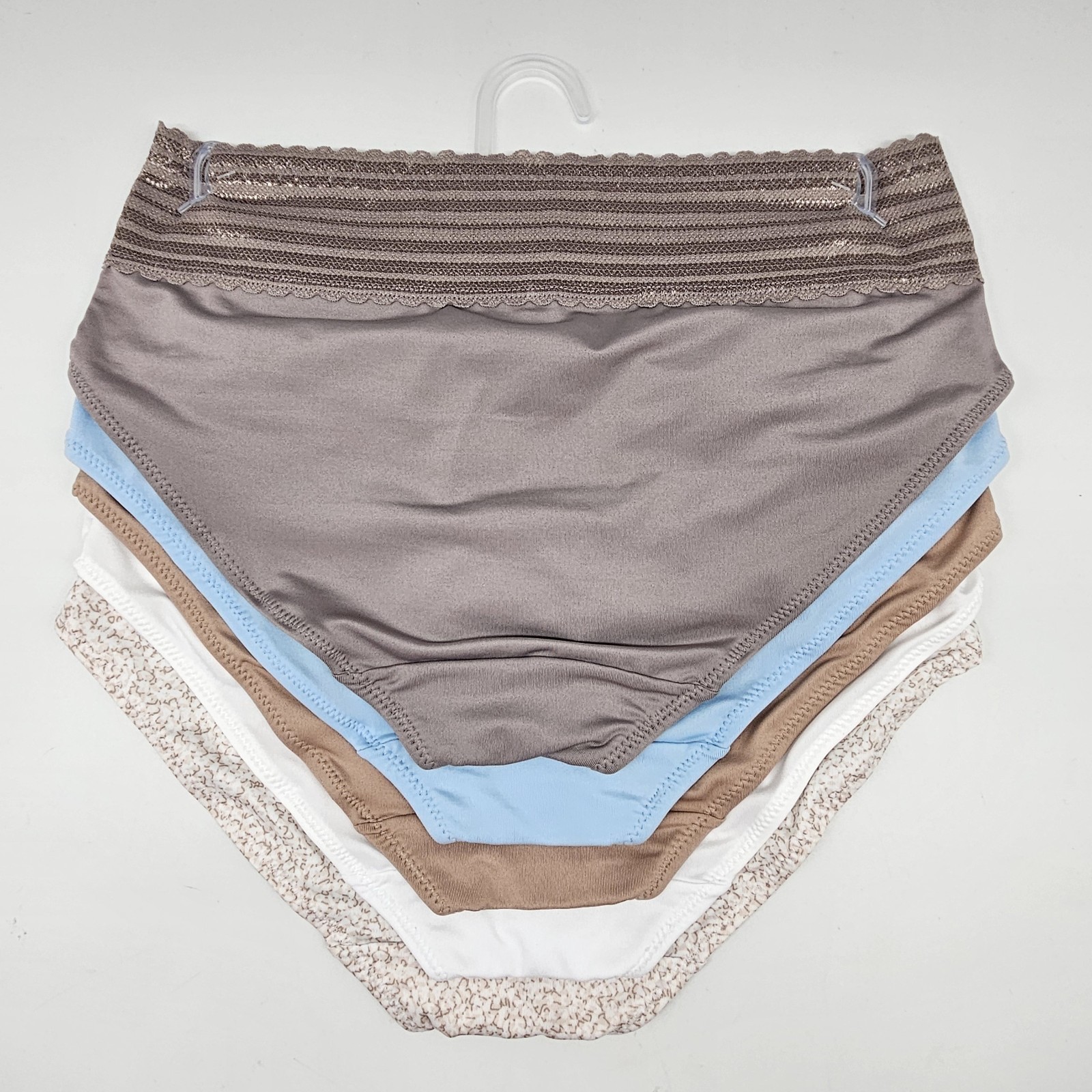 5 Pk WARNERS Women S M L XL Micro Hipsters Dig Free Waist Taupe Blue Beige White