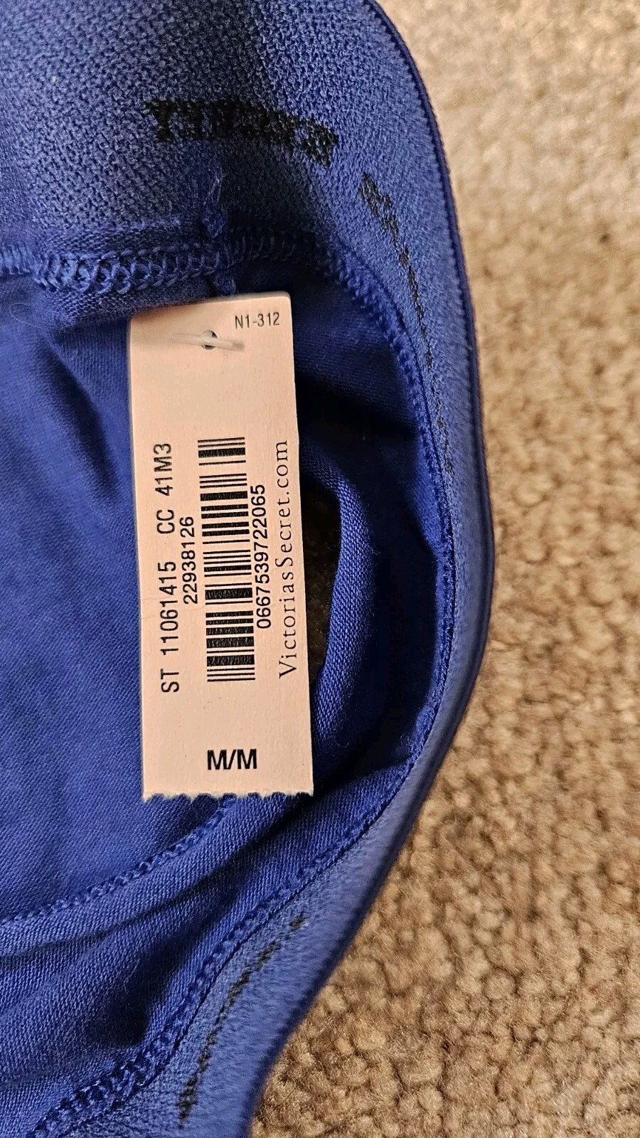 NWT Victoria’s Secret Logo Elastic Waistband Blue Cotton Hiphugger Panty M 2015