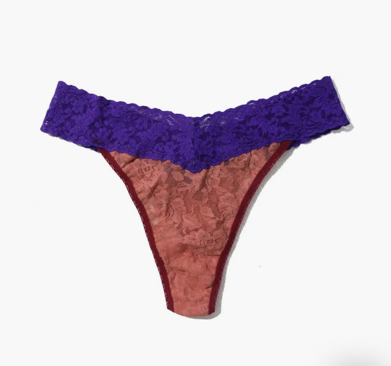 HANKY PANKY OS (4-14) Signature Lace Original Rise Thong Panty Purple/Mauve NWT