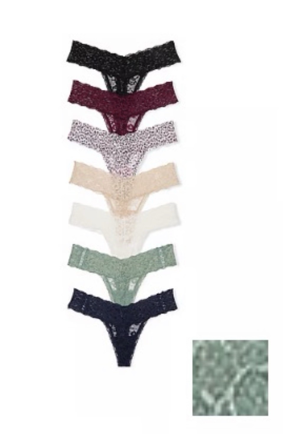 NWT VICTORIA’S SECRET Women’s Multicolor Lace Thong Panties Pack of 7 Size S