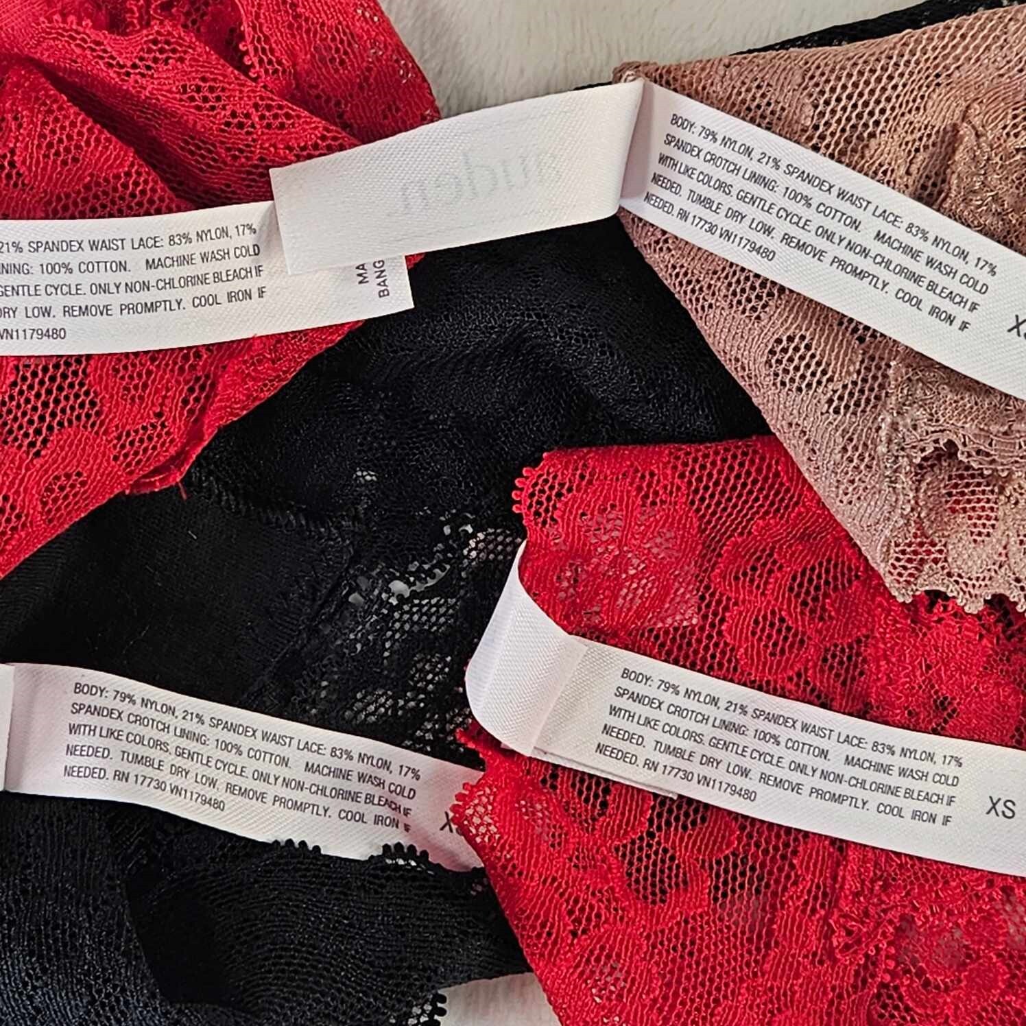 Auden 4pk Assorted Lace Thong Underwear Womens X-Small Stretch