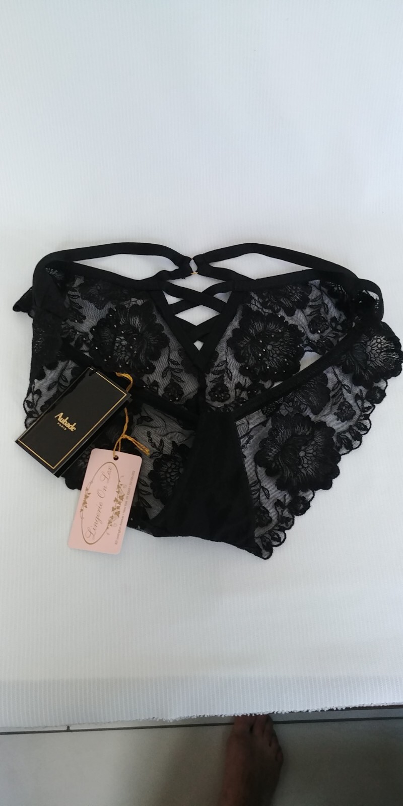 Aubade Paris Lingerie on Lex Nuit Indecente Tanga Noir Black Panties Size S