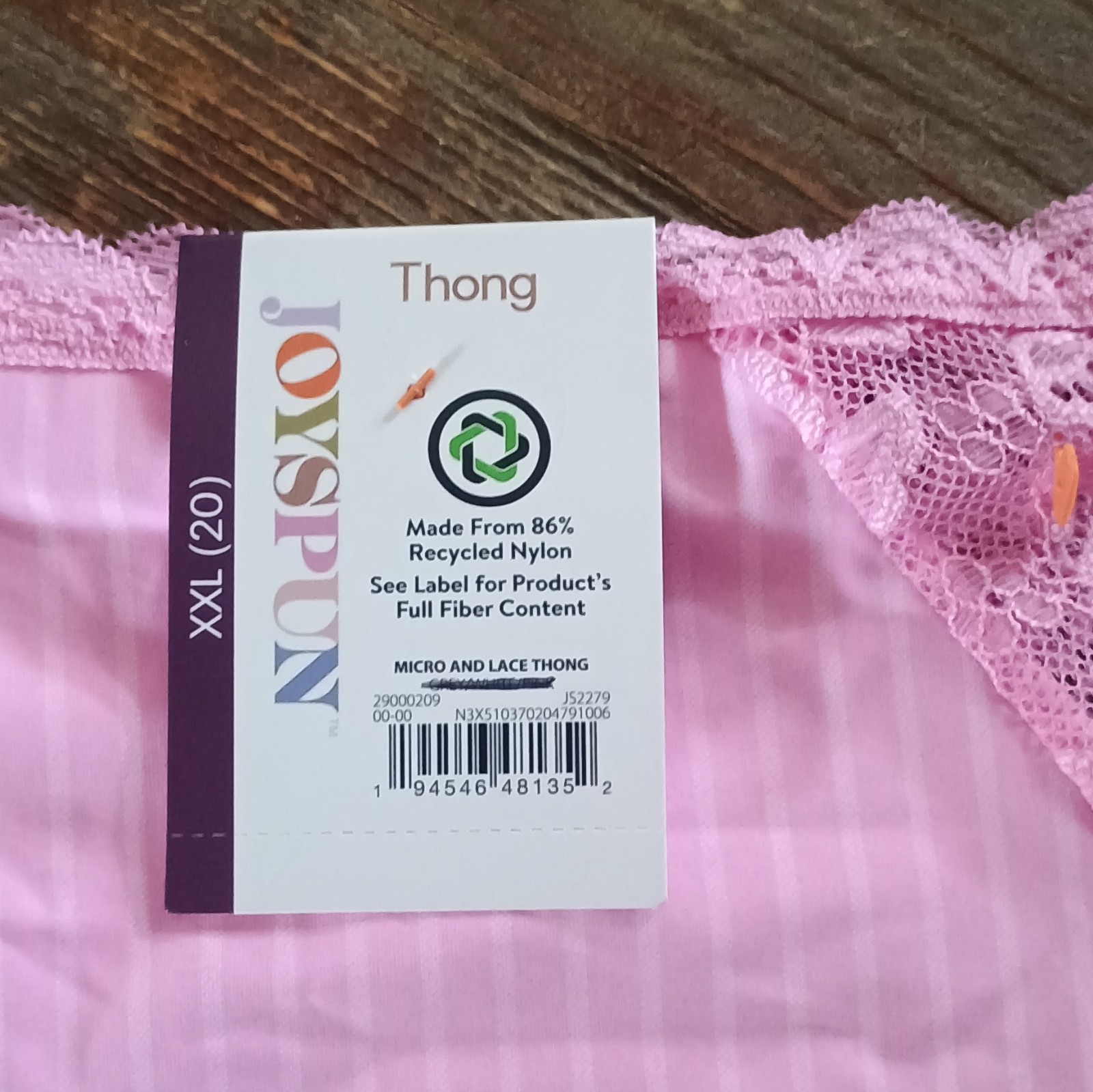 joy spun Women’s Pink Striped Lace Stretch Thong Panties Nylon Size XXL (20)