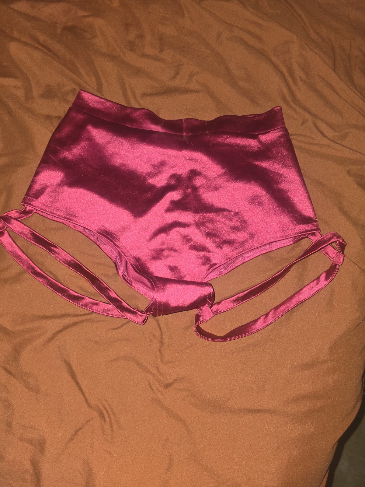 UNALAE Satin High-Waisted Panties, Pink, Solid, Women’s Regular Size US 8