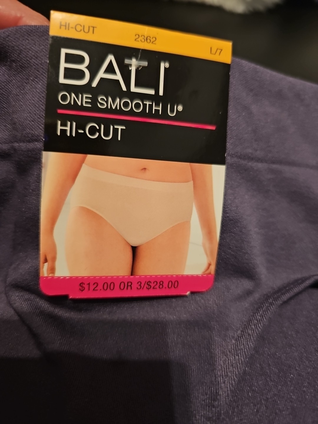 BALI ONE SMOOTH U HI CUT 2362 SZ L/7(RUNS SMALL 6) GRAY 92% NYLON 8% SPANDEX-NWT