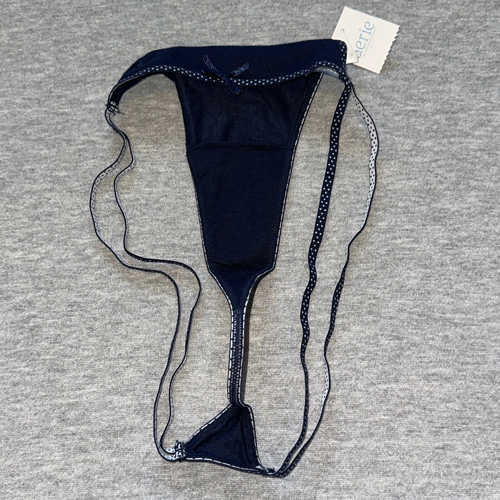 NWT American Eagle Aerie Vintage Double String Strappy Thong Dark Blue Large