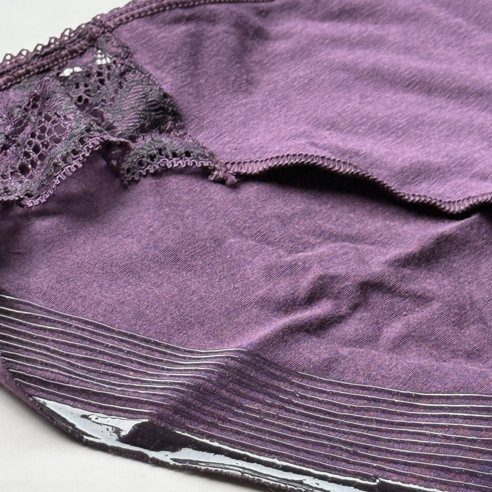 Soma Vanishing Edge Cotton Blend With Lace Bikini Panty Blackberry Wine SZ L