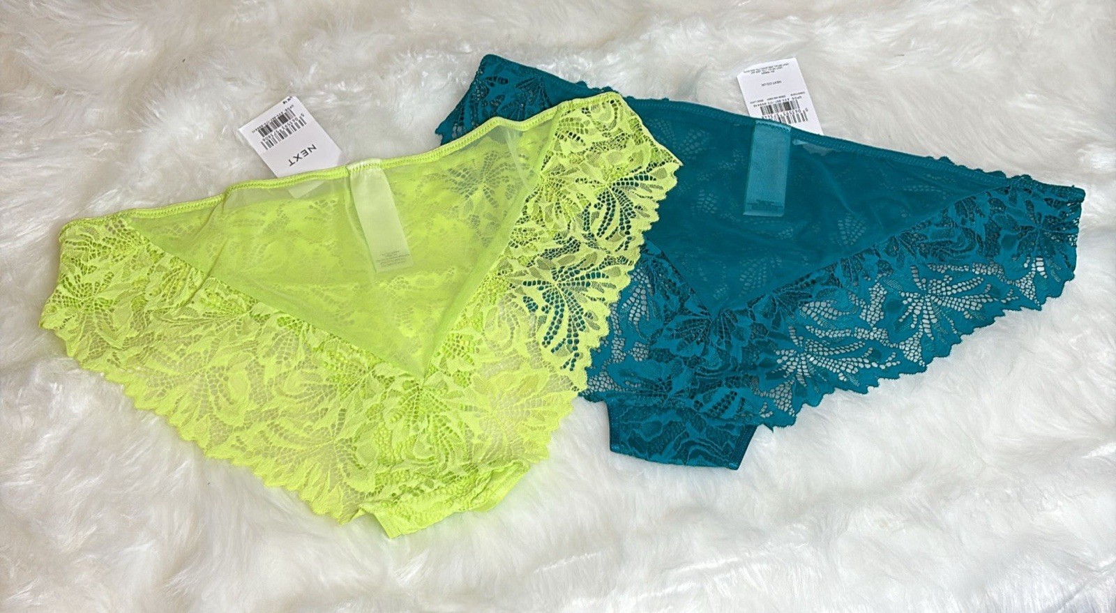 VALENTINE’S GIFT SET – NEXT HIGH-LACE KNICKERS – 2 PCS – UK16 – BLUE/GREEN