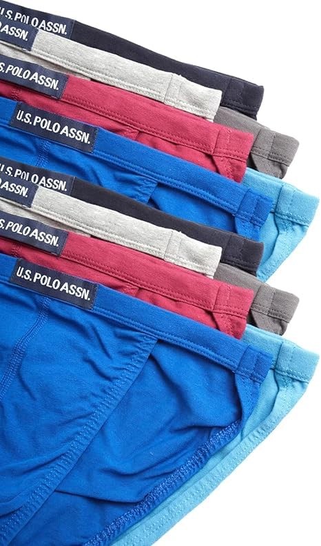 U.S. Polo Assn. Mens Bikini Small, Red/Blue/Heather Grey/Magenta- String