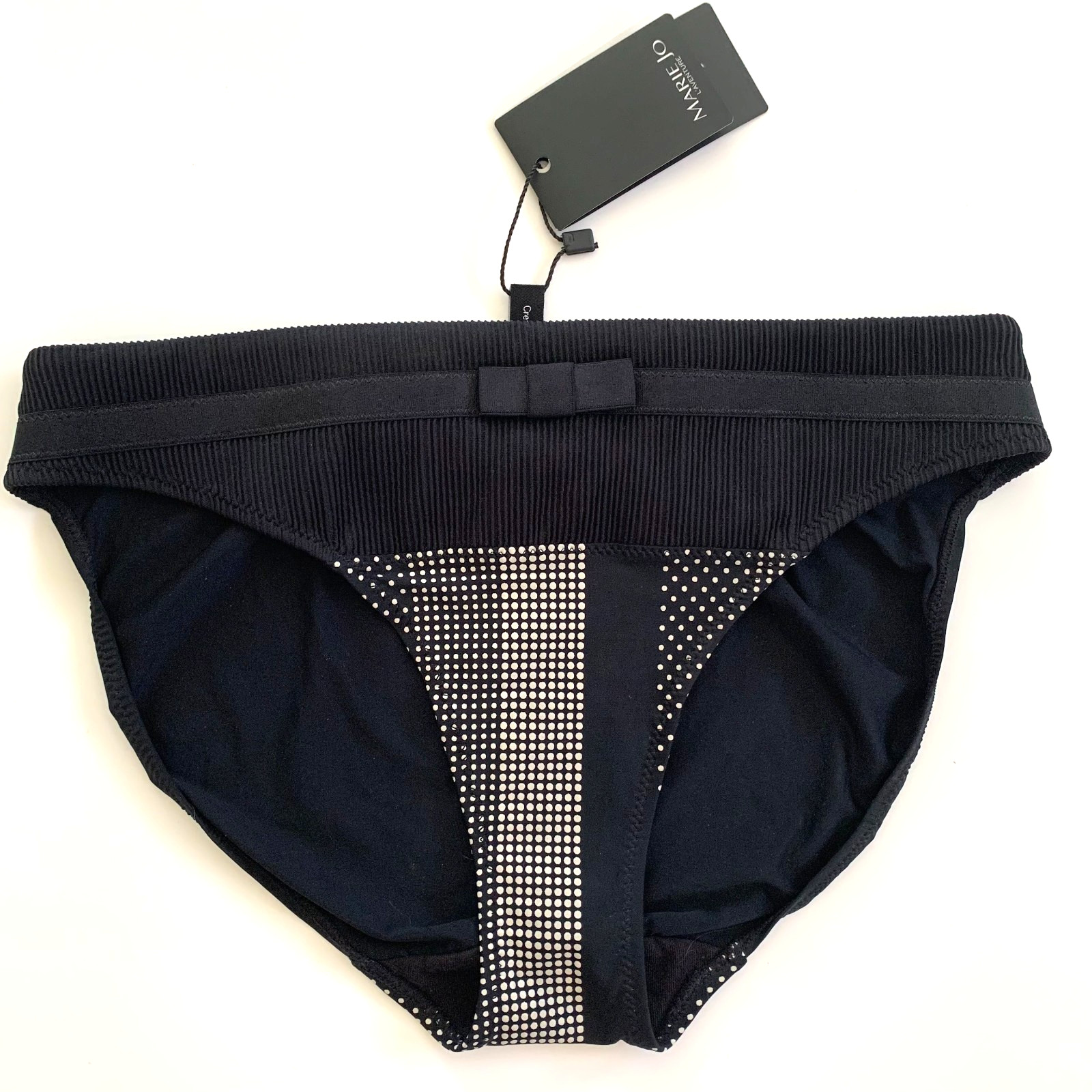 NWT Marie Jo L’Aventure Rafael Polka Dot Bikini Panty Small Bow Black