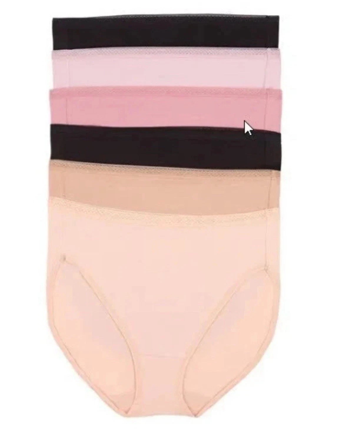 Felina Pima Cotton Blend Hi-Cut Pantis with Lace Trim Waistband 6 Pack, Large