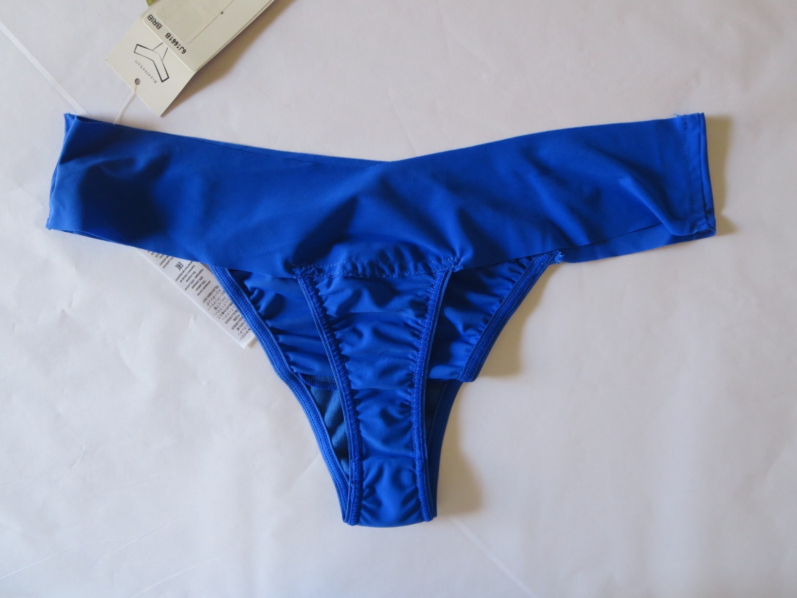 HANKY PANKY BREATHE SOFT NATURAL RISE THONG PANTY #6J1661B, BLUE, LARGE, NWT $23