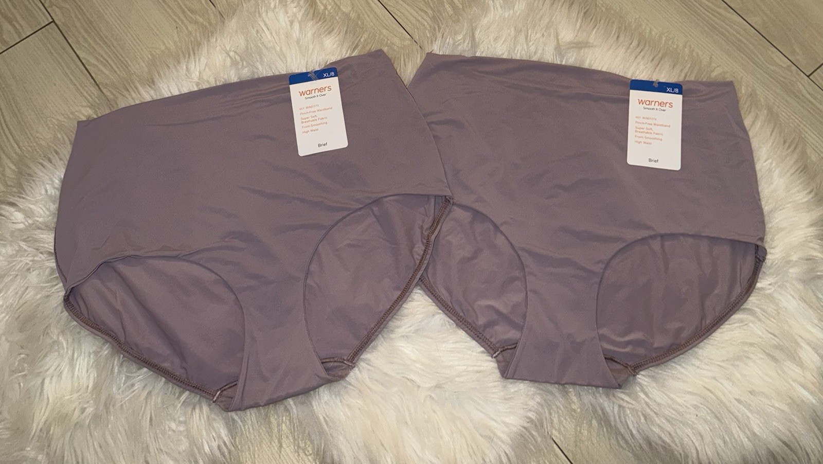 2 Pairs Warners Smooth It Over Brief Panties Womens XL X-Large 8 Purple RS9021P