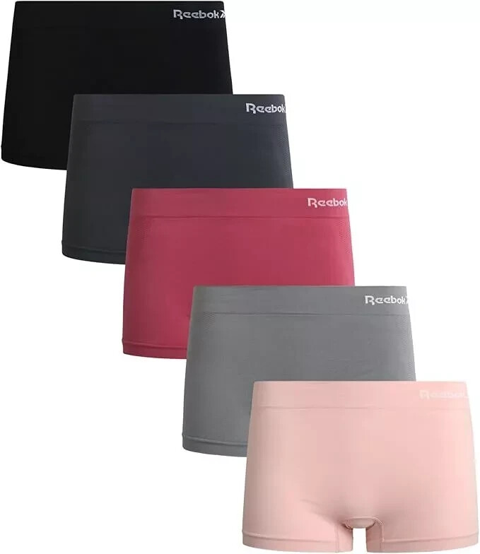 Reebok Women’s 5-Pack Seamless Boyshort Size XXL Pink & gray