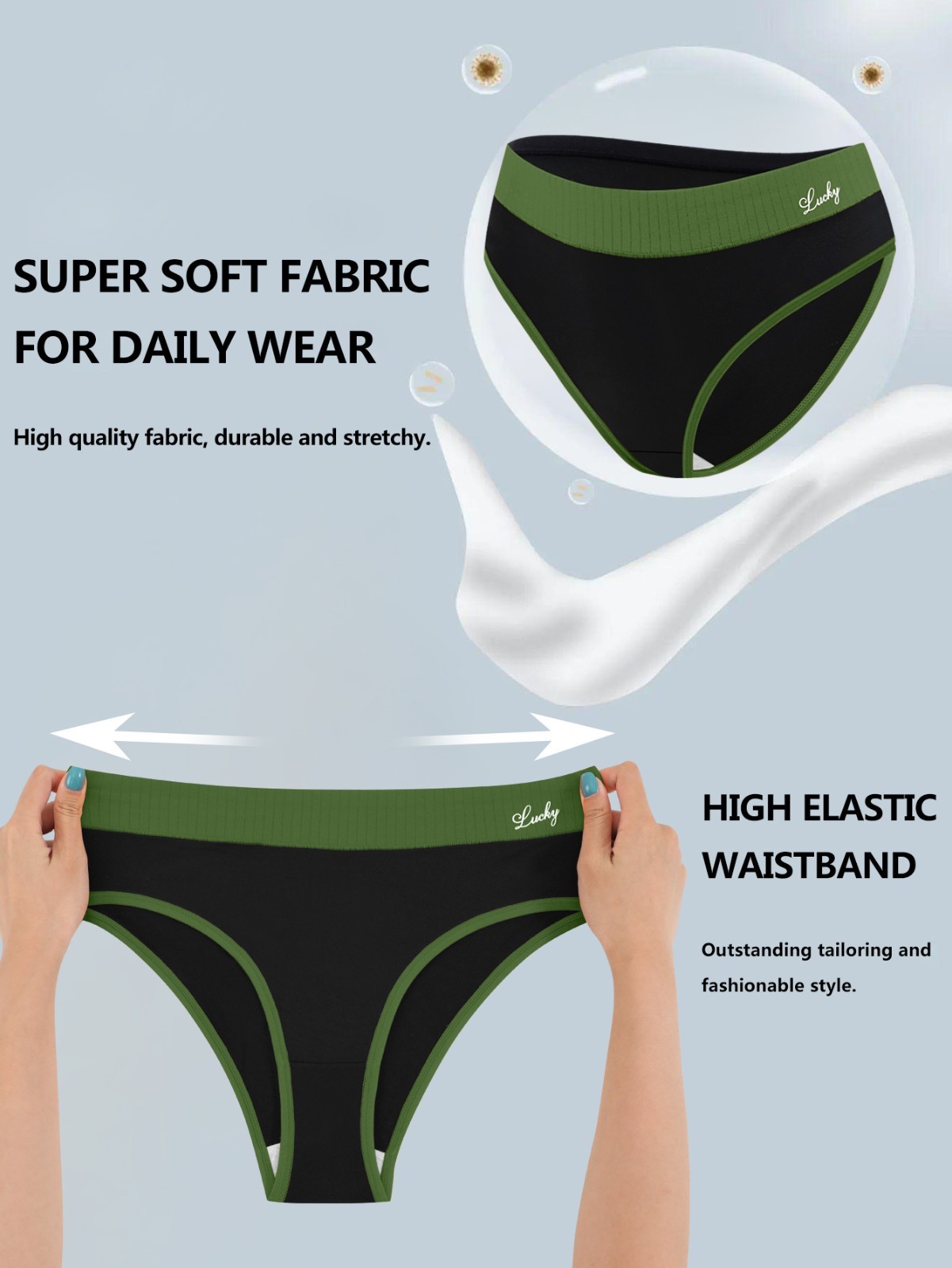 3 Pack Mid Rise Colorblock Thong Panties – Breathable Milk Silk Comfort S-2XL