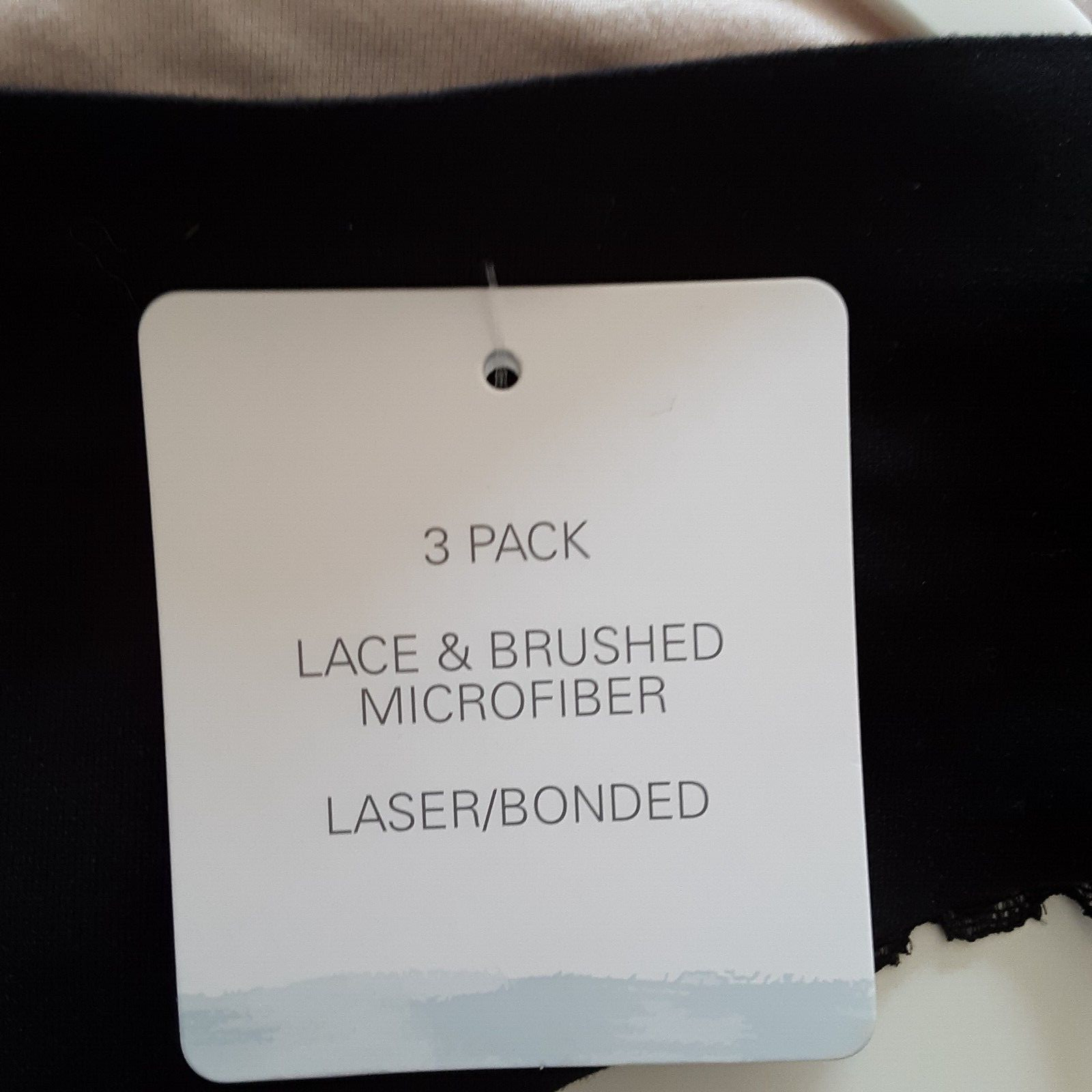 Tranquil & True Womens 2X Thongs Brushed Microfiber Lace Back Black Pink 3 Pack