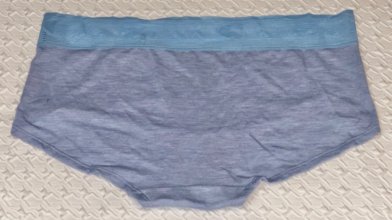 CHAMPION Wide Lace Logo Waistband Pale Blue Girl BoyShort Panty Womens L XL 2XL
