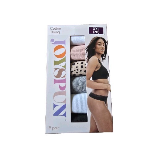 Women’s Joyspun Cotton Thong Underwear Panties 6 Pair 2XL Multicolor NEW XXL