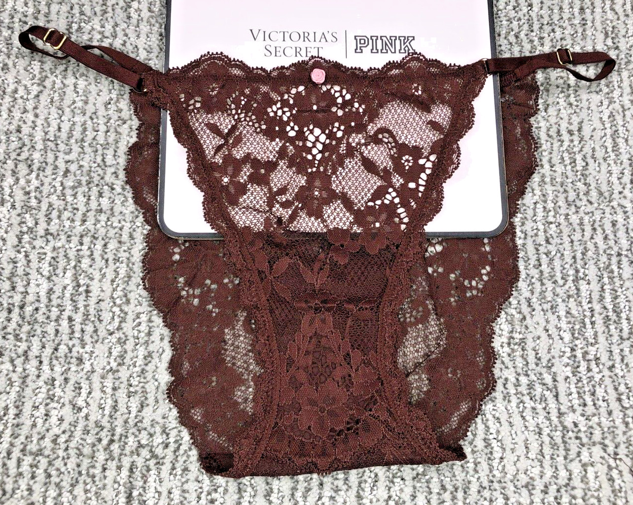 Victoria’s Secret NWT XXL Burgundy Lace String Bikini Panty Adjustable Sheer