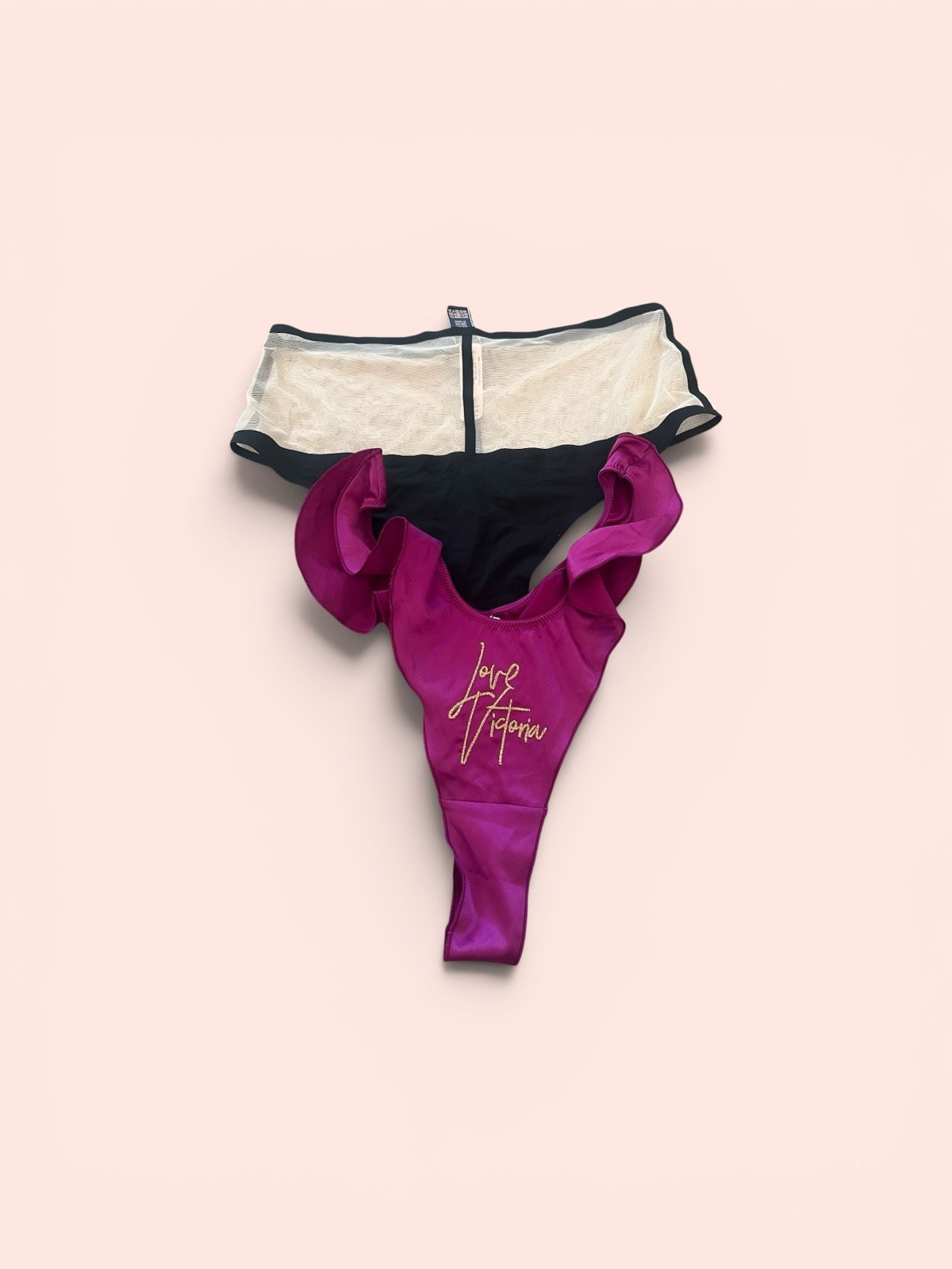 Victoria’s Secret Burgandy Thong/String Panty Set 2 Sizes Small