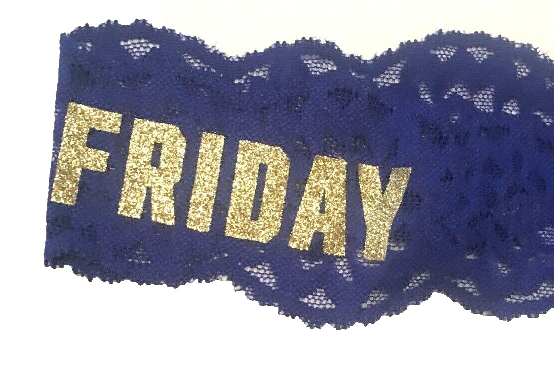 Victorias Secret Blue Casual Friday Thong Panties Size L Floral Lace Cotton NWT