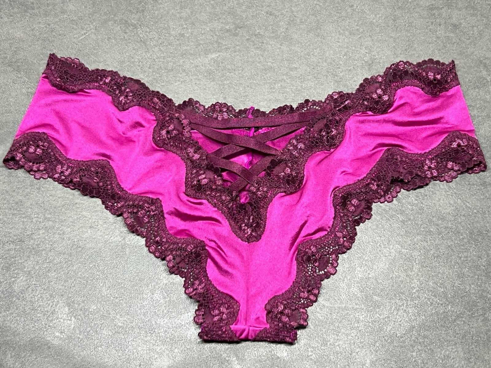 Vintage Victoria’s Secret Silky Satin Cheeky Panty Raspberry Magenta M New