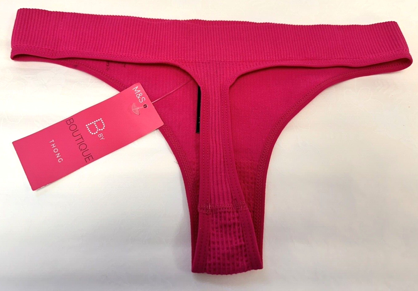 NEW! M&S B by Boutique Marks & Spencer UK8-10 fuchsia ribbed thong knickers