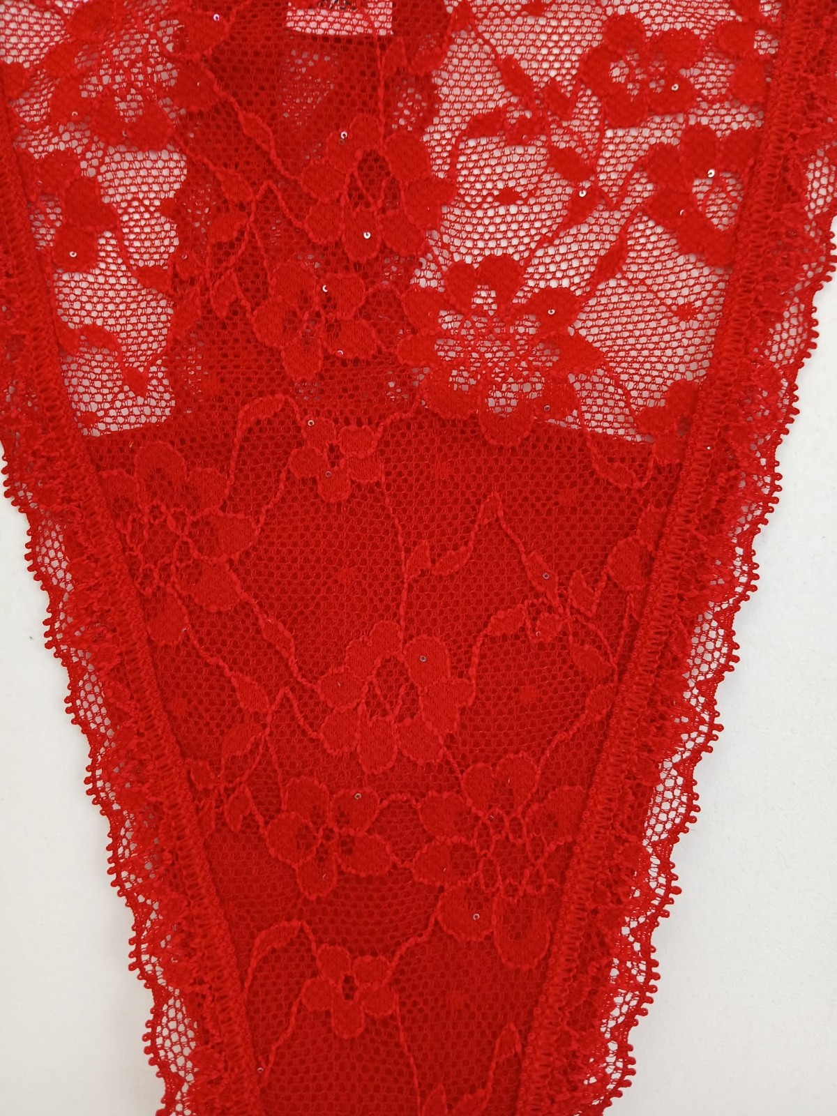 Victoria’s Secret Sequin Posey Lace String Thong Panty Lipstick Women’s Size XL