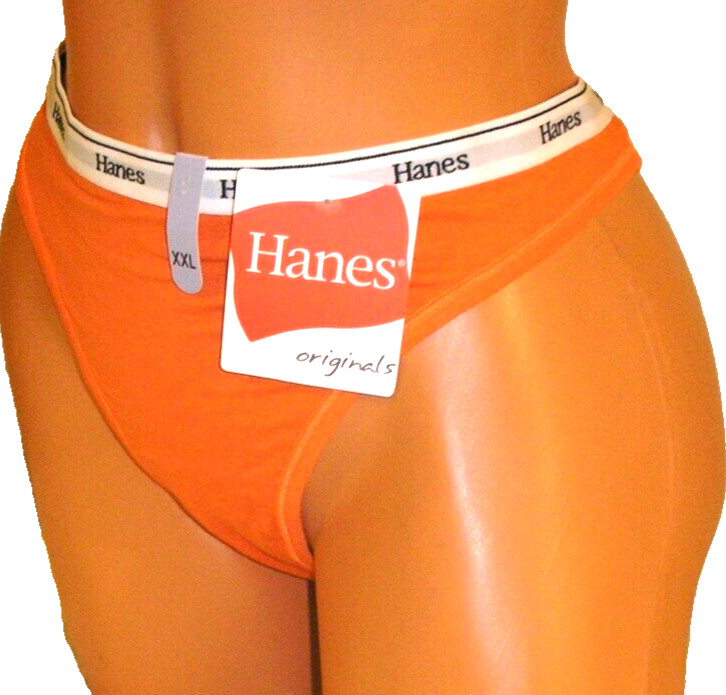 Panties Lingerie Hanes Originals Plus Orange Thong Size 9 XXL Adult Gift