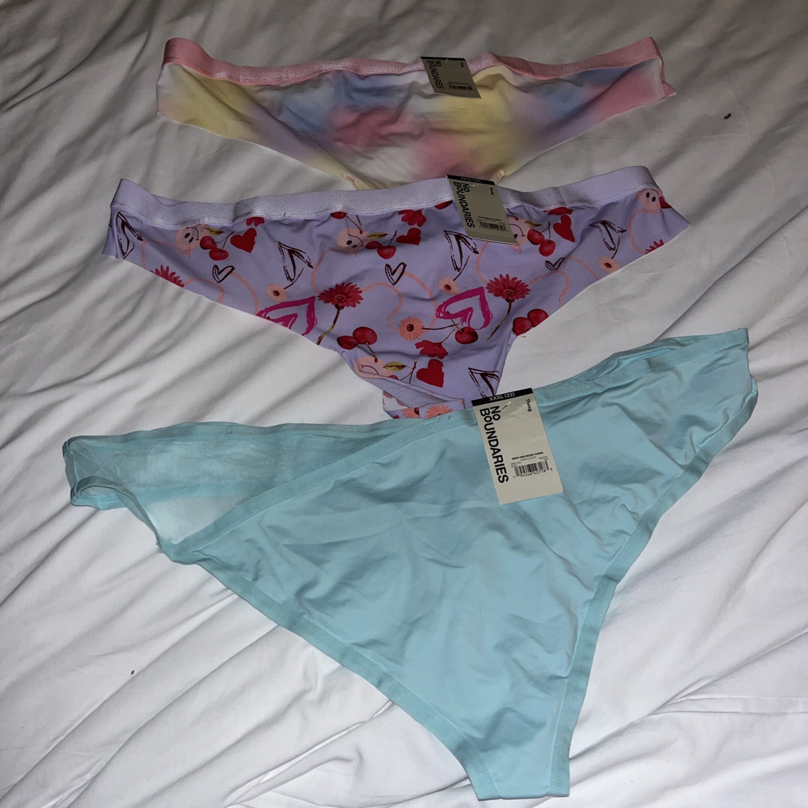 3 Pairs No Boundaries Banded Micro Free Cut Thong Panties Sz XXXL 22 Seamless