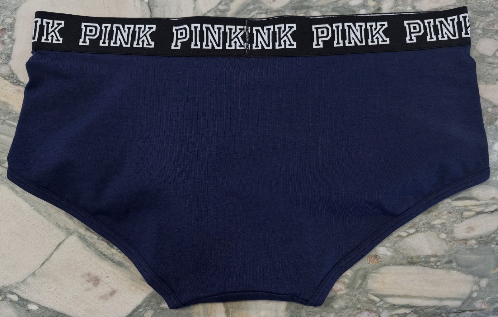 NEW Victoria Secret PINK BLOCK LOGO Cotton Trim Boyshort – Ensign Blue – XL