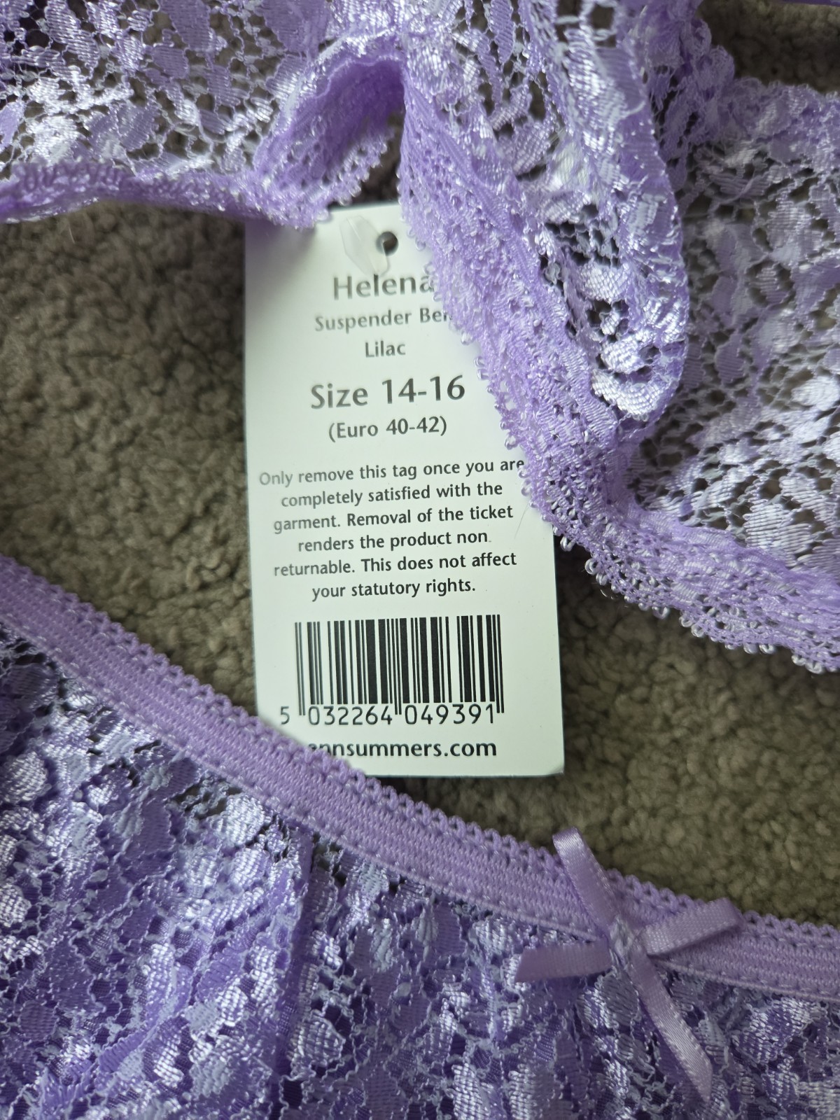Ann Summers- Lilac – Thong -& Surpenders Size 14/16 – New With Tags