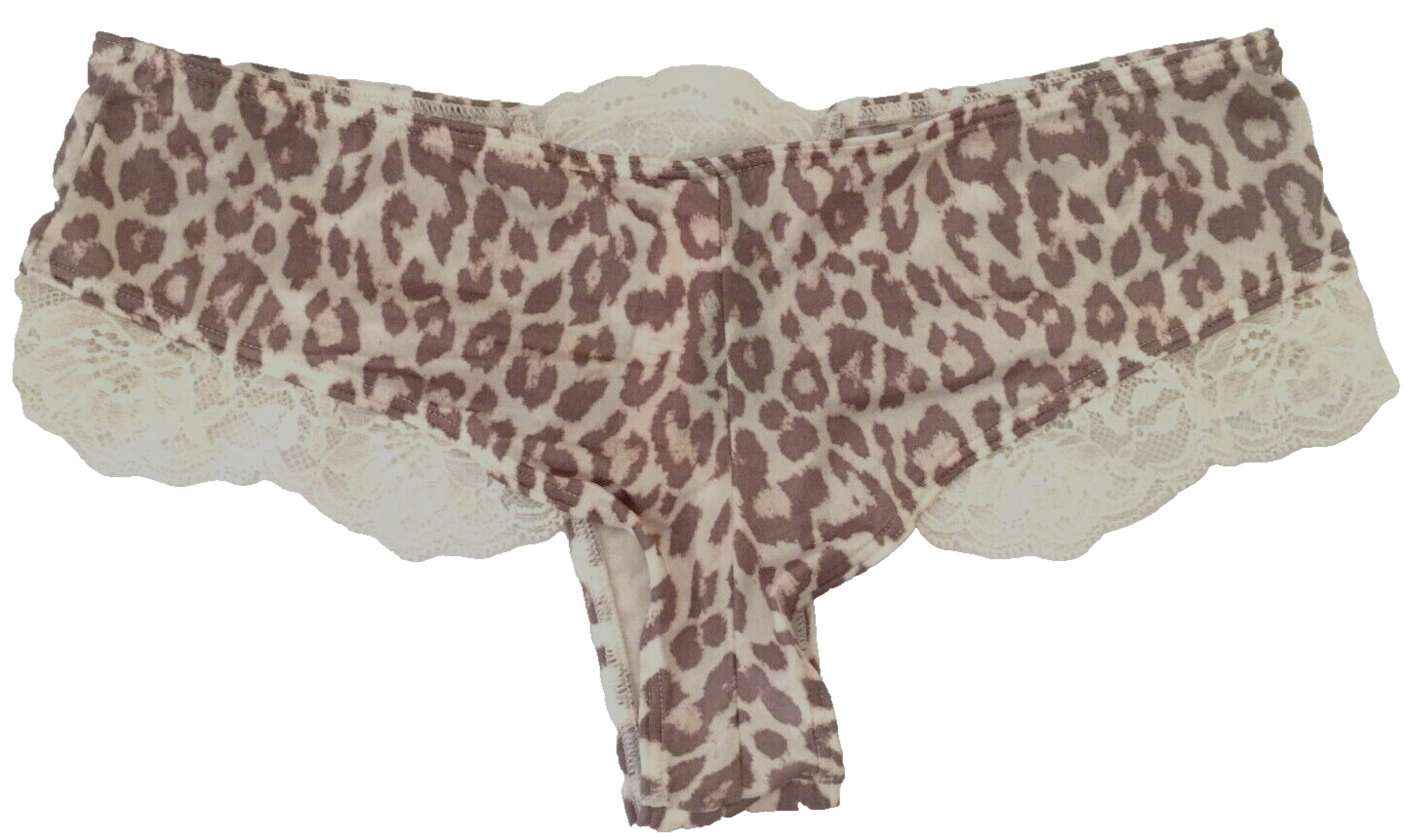 Victorias Secret Very Sexy Gray Animal Print Micro Lace Inset Cheeky Panties XS