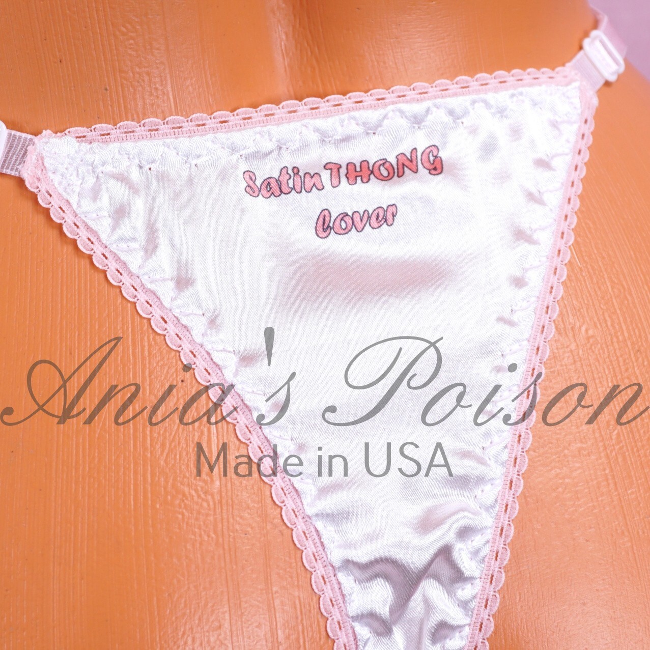 SATIN Humiliation T back Sissy Whale Tail thongs Peekaboo text! Custom available