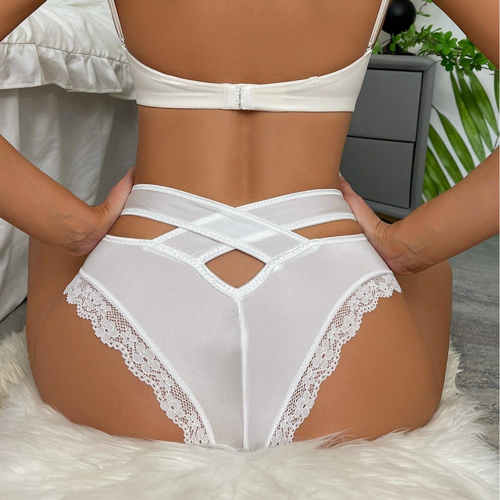 Ladies Ice Silk Lace Low Rise Underwear Soft Breathable for Holiday Yoga