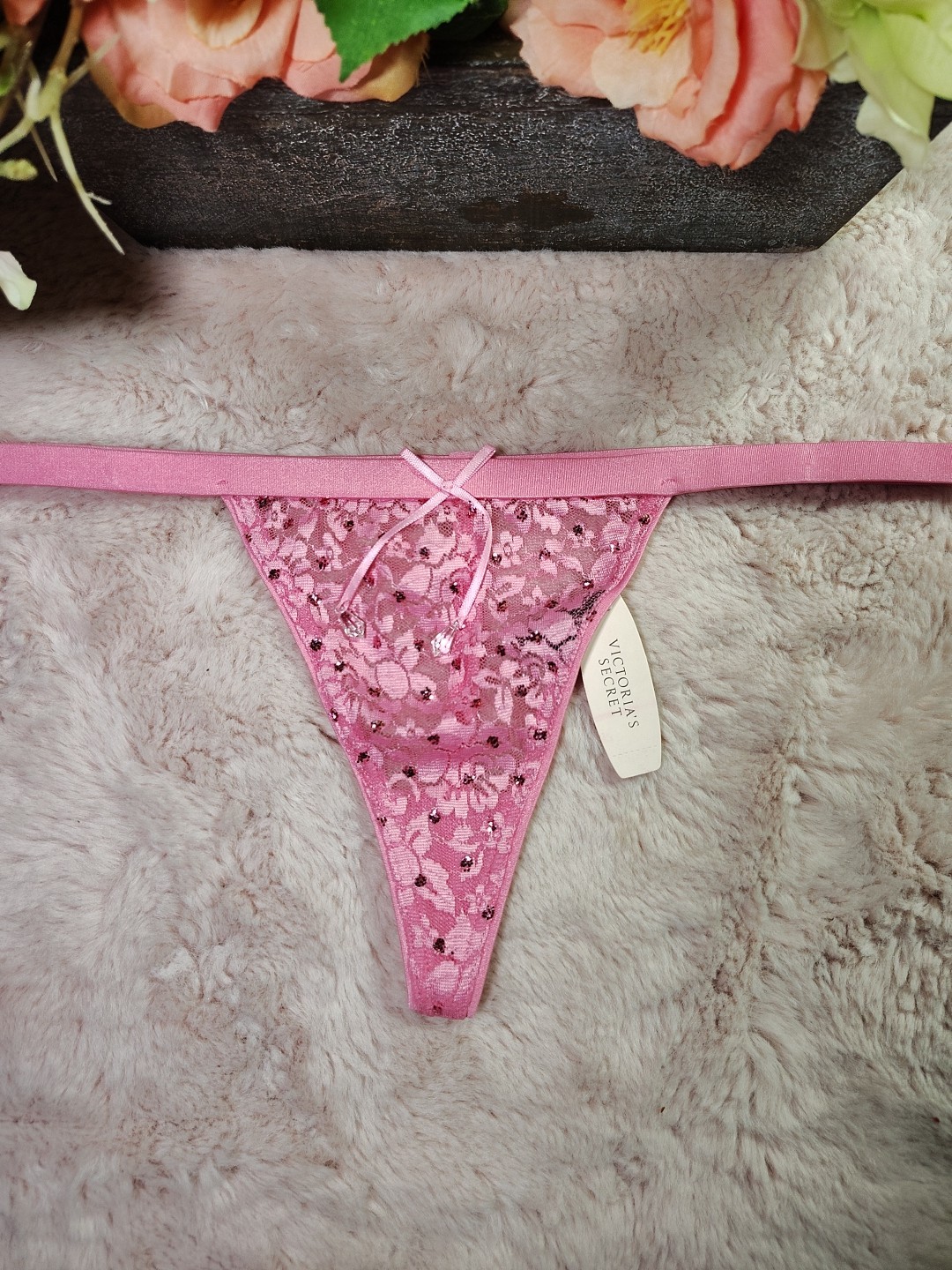 Vintage Victoria’s Secret Sexy Little Things Minimalist Sparkle Lace Thong SML